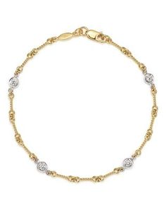 Roberto Coin 18K Yellow Gold and Diamond Station Bracelet Roberto Coin Jewelry, Bracelet With Diamonds, Station Bracelet, Diamond Bangles Bracelet, Roberto Coin, White Gold Chains, Bracelet Online, Fine Jewelry Bracelets, Diamond Bangle