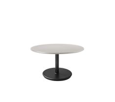 a white table with black base on a white background