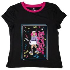 Your child will love wearing this That Girl Lay Lay Boss Short-Sleeve Shirt with all of their fave bottoms, whether they are dancing or singing at home like their favorite TV star or playing outside. This pullover tee is made from a soft and stretchy fabric and hits below the waist for comfortable all-day wear, and it's finished in a versatile black shade with hot pink trim on the crewneck for added flair. A vibrant boxed illustration of the teen hip-hop icon is depicted across the front, along Lay Lay, Pink Trim, Black Shade, Black Xs, Tv Stars, Shades Of Black, Bike Shorts, Boss Lady, Stretchy Fabric