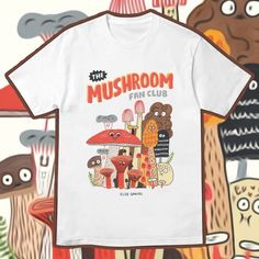 Mushroom Fan Club Graphic T-Shirt 👁 FREE WORLDWIDE SHIPPING 👁 Unisex t-shirts available in sizes  - Small - Medium - Large - XL - XXL (other sizes can be made upon request) - Ethically and sustainably manufactured - Artwork is professionally printed - no cracks or peeling - High quality heavy tee with a taped neck and sleeves - Machine wash inside out for best results (Hand-wash works even better) - international shipping ☝🏽 Long lasting vintage style print that is fully embedded into the shi Indie Graphic Tees, Botanical Aesthetic, Retro Fairy, Oversized Aesthetic, Mushroom Shirt, Festival T Shirts, Oversized Graphic Tee, Clothing Designs, Aesthetic Shirts