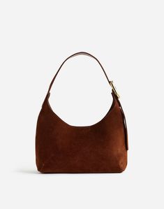 The Sculptural-Buckle Shoulder Bag in Suede | Madewell Madewell Bags, Buckle Bags, Mcgee & Co, Suede Handbags, Small Shoulder Bag, Everyday Bag, Suede Booties, Shoulder Tote, Brown Suede