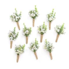 PRICES MAY VARY. 50% Foam, 50% Silk Size: 2.7 inch(L) x 4.7 inch(H);Diameter of the bud rose:1.7 inch. Materials:The boutonniere for men wedding is made of what appears to be silk baby‘s breath, decorated with greenery, and tied at the end with twine. Comes with 10 pins. Set of 10 boutonnieres may fit the number of grooms.Perfect for weddings with large numbers of people, reserve decorations for your family and intimate guests! Pre-made & Convenient: The boutonniere for men will never wilt and r Entourage Bouquet, Flower Party Decorations, Diy Natal, French Country Wedding, Boutonnieres Prom, Groomsmen Boutonniere, Dusty Rose Wedding, Baby Breath