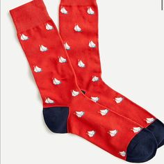 Cute Socks With Sailboat Design Red Cotton Socks For Spring, Sailboat Design, Cute Socks, J Crew, Socks, Women Accessories, Red, Women Shopping, Color