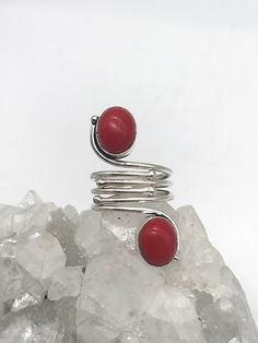 CLEARANCE Red Glass Ring, Size 7 1/2. Faux Coral-Manmade Silver Plated Red Nickel Free Rings, Nickel-free Red Rings, Adjustable Red Oval Ring, Adjustable Oval Red Ring, Nickel-free Red Ring Jewelry, Handmade Red Rings For Valentine's Day, Peruvian Blue Opal, Ethiopian Opal Ring, Glass Ring