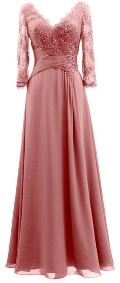 MACloth Women V Neck Long Mother of Bride Dresses 3/4 Sleeve Formal Ev Mother Of Bride Dresses, Bride Dress Lace, Formal Evening Gown, Evening Party Gowns, Lace Wrap, Mother Of Bride, Dresses Women, Evening Gowns Formal, Lace Ruffle