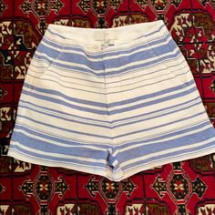 Nwot Never Been Worn 100% Cotton High Waisted Shorts Blue Shorts For Spring Daywear, Blue Short Bottoms For Daywear, Blue Short-length Bottoms For Daywear, Blue Short Length Bottoms For Daywear, Shorts Women, High Waisted Shorts, Pretty Things, White Stripe, Blue White