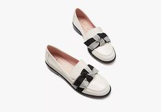 Leandra Loafers | Kate Spade New York Chic Patent Leather Loafers, White Patent Leather Loafers For Spring, Chic Patent Leather Slip-on Loafers, Elegant Slip-on Flats With Bow, Chic Loafers With Leather Sole For Parties, Chic Party Loafers With Leather Sole, Chic Patent Leather Loafers With Round Toe, Elegant Bow Loafers With Round Toe, Elegant Bow Loafers For Work