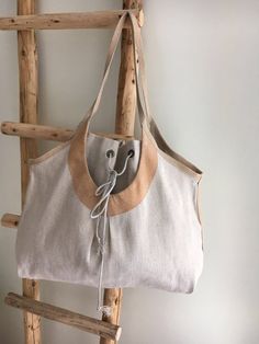 Linen Bucket Bag, Drawstring closure, Boho handbag, linen handbag leather, shoulder bag natural tote Linen Handbags, Canvas Vest, Boho Handbag, Boho Handbags, Linen Tunic Dress, Linen Clothing, Handbag Leather, Linnet, Holiday Vacation