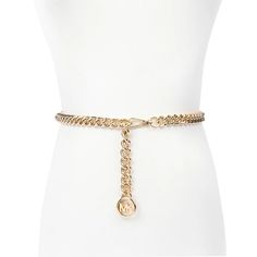 Glamour that gleams: Michael Michael Kors' chain belt provides a pop of shine to your look..Approx. length: S/M: 39'; L/XL: 45'; measured from end to end. Approx. width: 1/2'.Gold-tone exterior hardware; MK logo at front.Clip closure.Metal.Spot clean only.Imported Elegant Double Chain Belt For Evening, Luxury Gold-tone Metal Chain Belt, Luxury Metal Chain Belt For Party, Luxury Gold Chain Belt For Party, Luxury Chain Link Belt For Party, Evening Adjustable Metal Chain Belt, Chic Evening Chain Belt With Adjustable Chain, Chic Adjustable Chain Evening Belt, Chic Adjustable Chain Belt For Evening