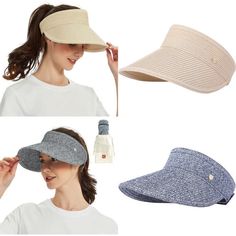 2 Pack!! Visor Hat Sun Hat For Women Packable Sun Visor Hat Beach Visor For Women Straw Hat Uv Protection Upf 50+ New In Package. Includes Hat, Chin Strap & Drawstring Bag! You Get (2) Hats!!! (1) Beige & (1) Blue!!! * Size - Adjustable For Heads 20 7/8"-23 5/8" * Upf 50 + - This Sun Visor For Women Is Made Of Tightly Women Paper Straw, Breathable And Durable. It Has A 4 1/2" Wide Brim, Which Gives Perfect Sun Protections To Your Ears And Face Casual Beige Sun Hat For Travel, Casual Wide Brim Visor For Travel, Lightweight Casual Sun Hat, Casual Lightweight Sun Hat, Casual Brimmed Visor For Travel, Casual Brimmed Travel Visor, Lightweight Beige Sun Cap, Lightweight Outdoor Visor For Beach Season, Lightweight Visor For Beach Season