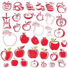 an image of apple icons set in red on white background stock photo - budget conscious