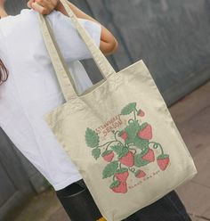 Whether you love the plant or just it's fruit, Strawberry season means long summer nights, jam making and a season of fun in the sun. A cute and somewhat naïve illustration. Make your day epic with our organic cotton Tote bags. There's plenty of room to store your groceries, and it'll pack down small when you're done. Packaged in plant based mailer. Jam Making, Canvas Bag Diy, Fruit Strawberry, Strawberry Season, Naive Illustration, Painted Tote, How To Make Jam, Fun In The Sun, Bag Canvas