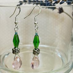 Delicate Pink/Green Crystal Beaded Artisan Dangle Earrings 2 1/8” New Delicate And Lightweight Earrings, Newly Made; 925 Silver Plated Hooks; Handmade Artisan Mother's Day Gemstones Crystals Beaded Gift Dainty Drop Earrings Dangle Dainty Pierced Delicate Pink Crystal Dangle Earrings With Ear Wire, Elegant Pink Teardrop Beaded Earrings, Pink Beaded Drop Crystal Earrings, Pink Beaded Crystal Drop Earrings, Handmade Pink Crystal Drop Earrings, Nickel Free Pink Dangle Beaded Earrings, Nickel-free Pink Dangle Beaded Earrings, Pink Nickel-free Beaded Drop Earrings, Pink Nickel-free Dangle Beaded Earrings