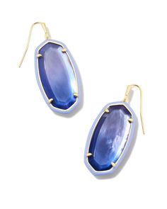 The Elle Gold Enamel Framed Drop Earrings in Dark Lavender Ombre Illusion are inlaid with an ombre stone and framed by a pop of colorful enamel, creating a fun take on our best-selling icon. Perfect for both every day and special occasions, these one-of-a-kind earrings are your new go-to.,Metal14k Gold Over BrassMaterialDark Lavender Ombre IllusionClosureEarwireSize1.49 L X 0.73 WDue to the one-of-a-kind nature of the medium, exact colors and patterns may vary slightly from the image shown.} | K Lavender Ombre, Short Pendant Necklace, Dark Lavender, Glass Drop Earrings, Kendra Scott Earrings, French Wire, Gold Enamel, Brass Material, Pearl Drop Earrings