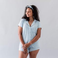 Moms deserve the best, and we’ve designed this pajama set with amazing moms in mind. After a full day of taking care of baby, these luxuriously soft pajamas are just one more reason to look forward to bedtime. Our signature bamboo fabric is silky and lightweight. Short sleeves make these pajamas even more perfect for summer. 97% Rayon made from Bamboo, 3% Spandex Breathable fabric Buttery material Casual Super Soft Sleepwear For Bedtime, Super Soft Cotton Sleepwear, Super Soft Comfortable Cotton Sleepwear, Relaxed Fit Matching Pajama Shorts For Loungewear, Super Soft Comfortable Sleepwear For Bedtime, Comfortable Sleepwear Matching Set For Loungewear, Short Sleeve Matching Set Tops For Lounging, Comfy Cotton Sleepwear Super Soft, Short Sleeve Matching Set Tops For Daywear