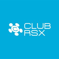 the club rsx logo is shown on a blue background with white circles around it