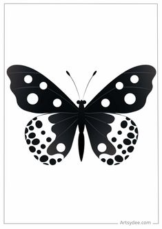 a black and white butterfly with spots on it's wings