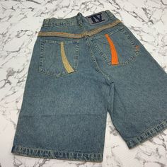 Brand New With Tags! Material: 100% Cotton Measurements: Rise 13” Leg Opening 12” Casual Orange Denim Jeans, Orange Gold, Jean Shorts, Mens Shorts, Denim Shorts, Man Shop, Brand New, Orange, Blue