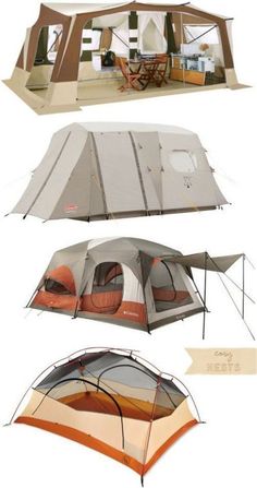 three different types of tents are shown here