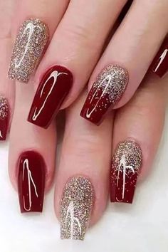 Christmas nail Ideas Tree Nail Art Designs, Date Night Nails, Night Nails, Christmas Tree Nail Art, Christmas Nail Art Ideas, Tree Nail Art, Red And Gold Christmas, Christmas Tree Nails, Spring Nail Designs