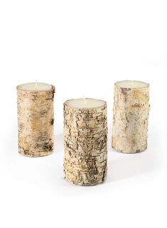 PRICES MAY VARY. Sharp Natural Look - You'll be impressed with the birch bark finish on the exterior of this candle, as it brings a feeling of nature into your home Unique Product - By using natural birch bark to wrap the candle, each candle is a little different in color and texture Safe to Burn - With a piece of metal foil between the candle wax and the birch bark exterior, you will be safe lighting this candle without burning the bark Contrasting Colors - The medium to dark birch bark color i Birch Bark Candles, Pan Hanger, Serene Spaces, Ivory Pillar Candles, Green Bath Towels, Best Smelling Candles, Earthy Style, Pots And Pans Sets, Decorating Styles