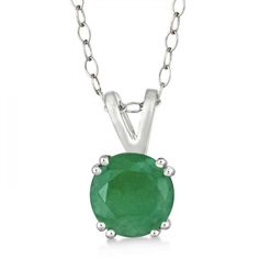 Round Emerald Solitaire Pendant Necklace Sterling Silver (1.25ct) Classic Pendant Necklace, Red Pendant Necklace, Emerald Necklace Pendant, Ruby Necklace Pendant, Blue Sapphire Necklace, Amethyst Necklace Pendant, Red Pendants, Solitaire Pendant Necklace, Round Pendant Necklace