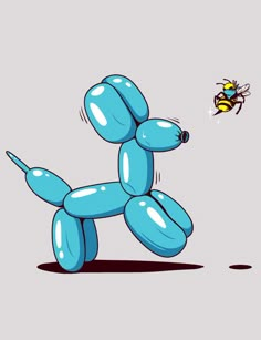 an inflatable balloon dog chasing a bee