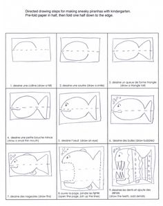 the instructions for how to make an origami fish with different shapes and sizes