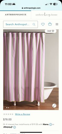 the pink and white shower curtain is on sale