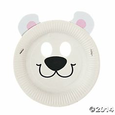 a paper plate with a bear face on it