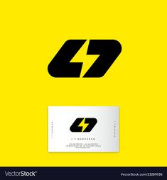 a business card with the letter g and lightning bolt on it, in black and yellow