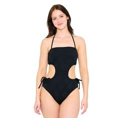 Have fun in the sun in this juniors' Cut-Out Bandeau One-Piece Swimsuit from Ninety-Nine°.Click on this WOMEN'S GUIDE to find the perfect fit and more! Have fun in the sun in this juniors' Cut-Out Bandeau One-Piece Swimsuit from Ninety-Nine°.Click on this WOMEN'S GUIDE to find the perfect fit and more! FEATURES Removable cups Moderate coverage Halter neckline No closure - pullover styling Sleeveless Partially lined Unlined gusset WirelessFIT & SIZING Removable strapsFABRIC & CARE Polyester, spandex Lining: polyester Hand wash and line dry Imported Size: Xxl. Color: Black Flower. Gender: female. Age Group: kids. Strapless Beachwear Bodysuit For Beach, Summer Strapless Bodysuit For Beach, Bandeau Bodysuit For Swimming Beachwear, Bandeau Bodysuit For Swimming In Beachwear Style, Summer Bandeau Bodysuit For Beachwear, Bandeau Bodysuit For Swimming, Strapless Bodysuit For Poolside Summer, Strapless Beach Bodysuit For Spring, Solid Bandeau Bodysuit For Beach