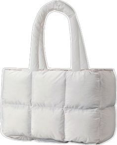 Winter Travel Puffer Bags, Casual Nylon Puffer Bag, Travel Nylon Puffer Shoulder Bag, Trendy Nylon Puffer Bag, Rectangular Puffer Bag For Everyday Use, White Rectangular Nylon Shoulder Bag, White Nylon Bag, Shoulder Gym, Puffer Tote Bag