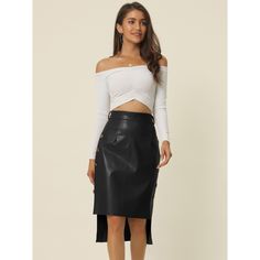 High-waist design, especially accentuates the waist, making women appear slender and elegant. Keep it simple yet stylish with this leather skirt. This leather skirt is perfect for those who want to make a statement and turn heads wherever they go. Crafted from better materials, this leather skirt is soft and luxuriant against your skin. Style: The belt knot and asymmetric hem add a modern feel to the timeless mini length, while the soft leather fabric is perfect for staying cozy on chilly days. Elegant Fall Pencil Skirt For Day Out, Chic Pencil Skirt For Fall Day Out, Chic Fall Pencil Skirt For Day Out, Chic Faux Leather Midi Skirt, Chic Faux Leather Pencil Skirt For Date Night, Spring Faux Leather Pencil Skirt, Chic Fall Pencil Skirt For Going Out, Chic Spring Faux Leather Pencil Skirt, Chic Faux Leather Mini Pencil Skirt