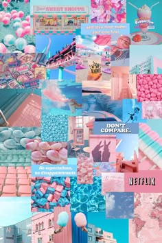 pink and blue collage with words that say don't cupcakes