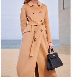 Product Description: handmade Cashmere coat high grade fabric,cashmere fabric.also could be custom made with any size and other colors,please feel free to contact with me if you want custom it. Material: wool 100% Garment Size: XS: Bust : 98 cm/38.6" Sleeve:59cm/23.2" Length:120cm/47.2" S: Bust : 102cm/40.1" Sleeve:59cm/23.2" Length:120cm/47.2" M: Bust : 107cm/42.1" Sleeve:60cm/23.6" Length:120cm/47.2" L: Bust : 114cm/44.9" Sleeve:61cm/24" Length:120cm/47.2" XL: Bust : 120cm/47.2" Sleeve:62cm/24 Elegant Long Outerwear For Fall, Luxury Fitted Long Coat, Elegant Wool Coat With Stand Collar For Fall, Fitted Wool Coat With Stand Collar For Fall, Luxury Long Wool Coat For Winter, Elegant Brown Outerwear With Lapel Collar, Elegant Fall Business Outerwear, Luxury Wool Coat With Notch Lapel For Fall, Winter Long Sleeve Wool Coat