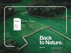 the back to nature website is displayed in an aerial view