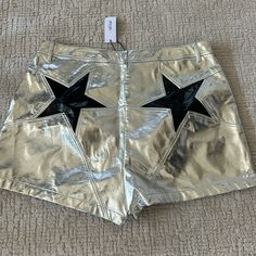 Brand New Never Worn Metallic Shorts For Club In Summer, Cosmic Cowgirl Party, Space Cowboy Outfit, Bull Costume, All Black Halloween Costume, Bum Shorts, Cosmic Cowgirl, Black Halloween Costumes, Neon Shorts