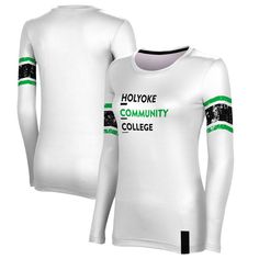 a women's white long sleeve shirt with the words hoyle community college on it