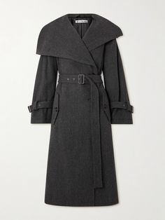 Acne Studios' coat is designed with asymmetric oversized lapels for a contemporary take on classic outerwear. It's tailored from a warm wool-blend in a herringbone pattern and comes with a matching buckled belt to cinch the relaxed shape. Black Herringbone, Wool Blend Coat, Herringbone Pattern, Elegant Outfit, Long Coat, Black Coat, Jeans Dress, Wool Coat, Women Collection