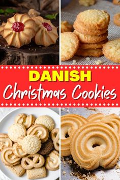 danish christmas cookies collage with text overlay