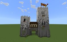 an image of a castle made out of minecraft blocks and bricks with a flag on top