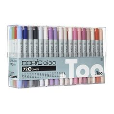 a display case filled with lots of different colored markers and pens on top of each other