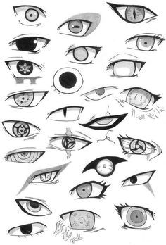 the eyes are drawn in different ways and each has an eyeball on it's side