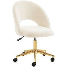 a white office chair with wheels and casteors