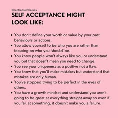 Accepting Who You Are Quotes, Love And Acceptance, Self Understanding, Self Acceptance Activities, Acceptance Therapy, Self Assured, Accepting Things For What They Are, Self Love Talk, Accepting Imperfection