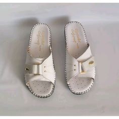 Leather Upper Rubber Outsole New Without Box Never Worn Women's Shoes Sandals, Shoes Sandals, Leather Upper, Color White, Genuine Leather, Slip On, Women Shoes, Sandals, Leather