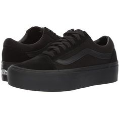 Vans Old Skool Platform (Black/Black) Skate Shoes Vans Platform Sneakers, Black Skate Shoes, All Black Vans, Black Platform Sneakers, Old Skool Platform, Platform Vans, Pointy Shoes, Tenis Vans, Black Platform Shoes