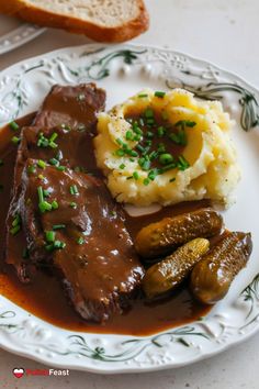 Polish Beef Steaks, or Bitki Wołowe are sliced beef steaks in a rich sauce. This traditional Polish dish is perfect for a hearty and comforting meal. Polish Meals, Polish Dishes, Cooking Beef, Beef Steaks, Steak Dishes, Beef Steak Recipes, Beef And Potatoes, Duck Recipes