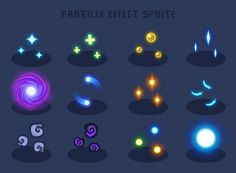 a set of different shapes and colors for the game, which includes an array of glowing objects